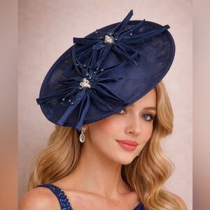 Navy Fascinator Hat | Kentucky Derby Hat | Wedding Guest Church Hat